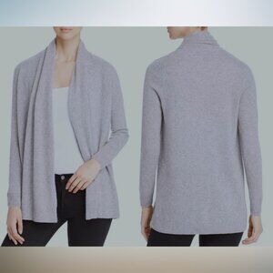 Tahari Women's 100% 2-Ply Cashmere Open Front Cardigan Light Gray M